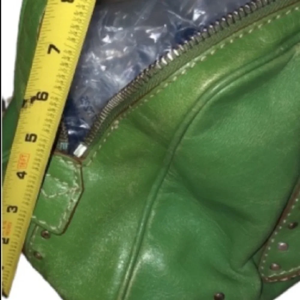 Micheal Kors Astor chartreuse green studded  Leather bag rare ,very clean